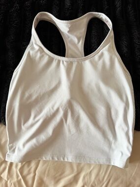 Fabletics White Racerback Crop Tank